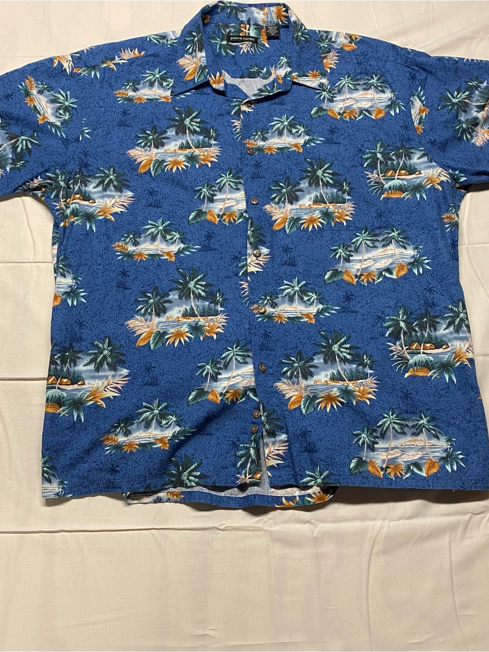 Pierre Cardin Blue Tropical Print Button-Down Shirt